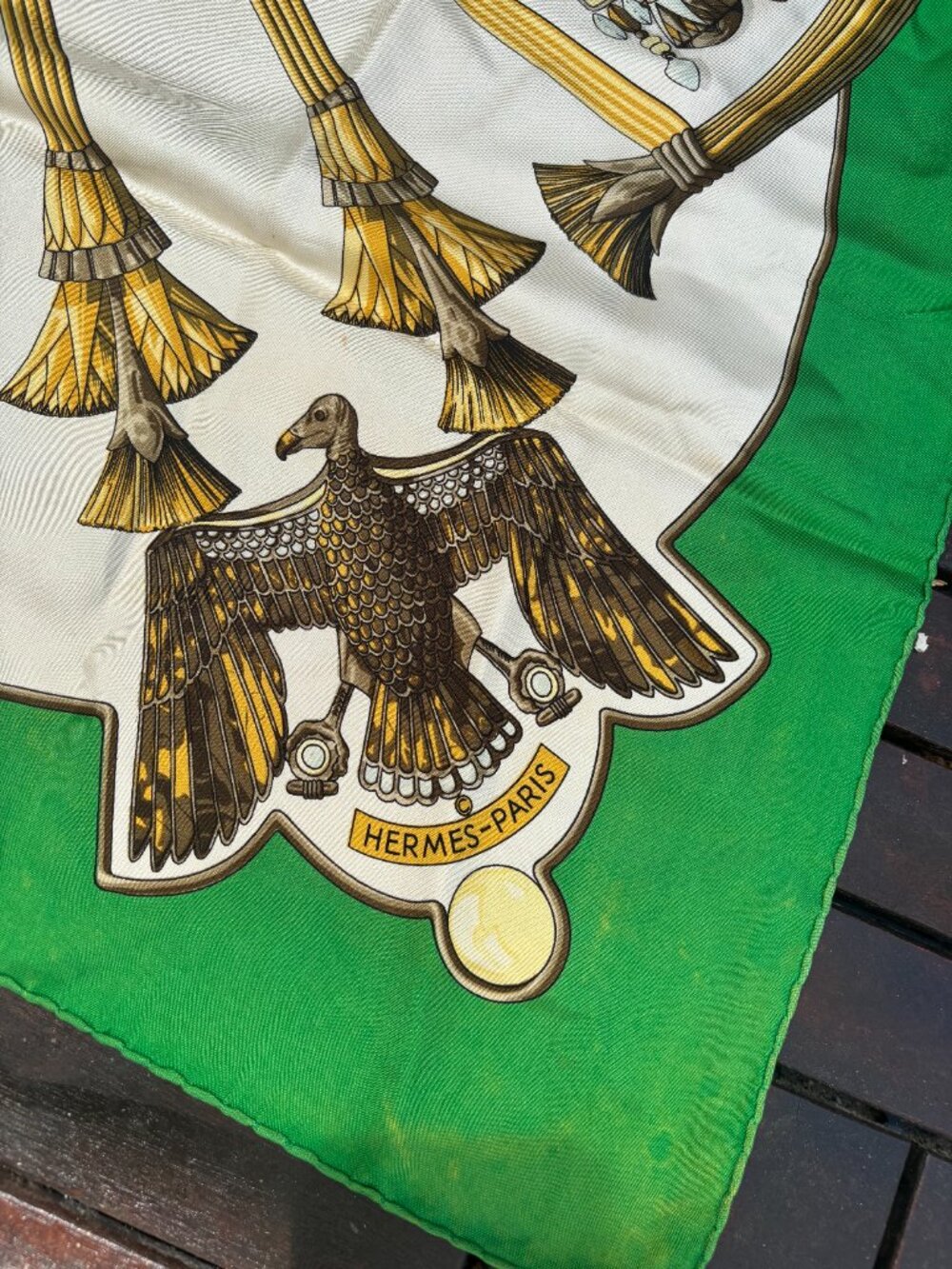 Authentic HERMES Carre 90 Scarf Egypt Motif Silk Green - Picture 3 of 5